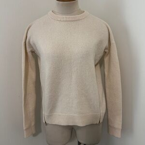 J Crew XS 100% Wool Cream Sweater Side Zippers Classic Capsule